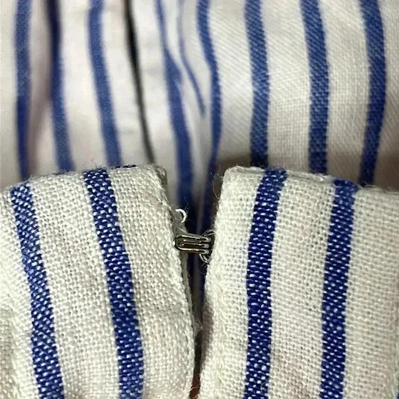 Madewell Linen Scoopneck Cropped Tank Vest Bluestone Striped Nautical Size 4 - Picture 7 of 7